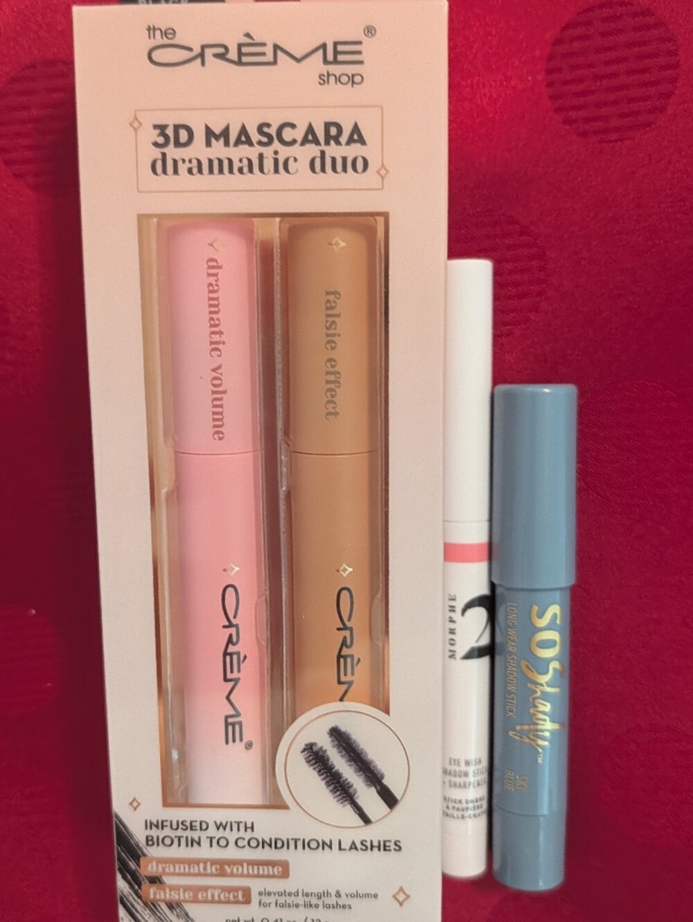Black Mascara & Sky Blue Eyeshadow Stick & Pink Eyeshadow Stick Bundle